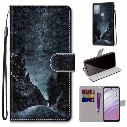 Coloured Drawing Cross Texture Horizontal Flip Leather Phone Case with Holder & Card Slots & Wallet & Lanyard, For Motorola Moto G10/G20/G30