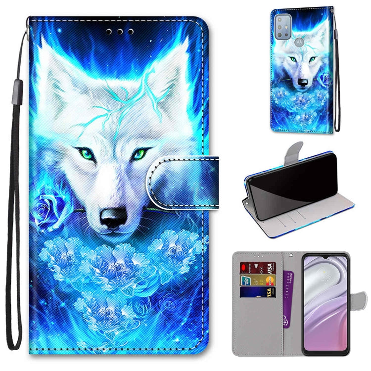Coloured Drawing Cross Texture Horizontal Flip Leather Phone Case with Holder & Card Slots & Wallet & Lanyard, For Motorola Moto G10/G20/G30