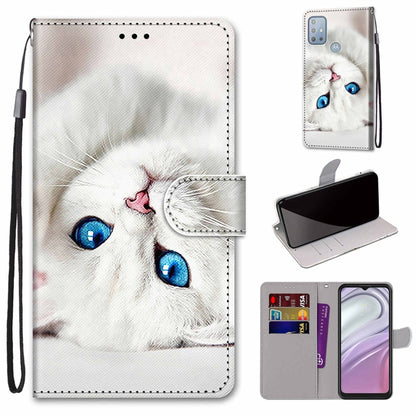 Coloured Drawing Cross Texture Horizontal Flip Leather Phone Case with Holder & Card Slots & Wallet & Lanyard, For Motorola Moto G10/G20/G30