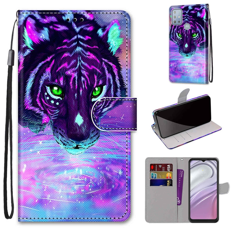 Coloured Drawing Cross Texture Horizontal Flip Leather Phone Case with Holder & Card Slots & Wallet & Lanyard, For Motorola Moto G10/G20/G30