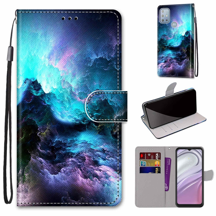 Coloured Drawing Cross Texture Horizontal Flip Leather Phone Case with Holder & Card Slots & Wallet & Lanyard, For Motorola Moto G10/G20/G30