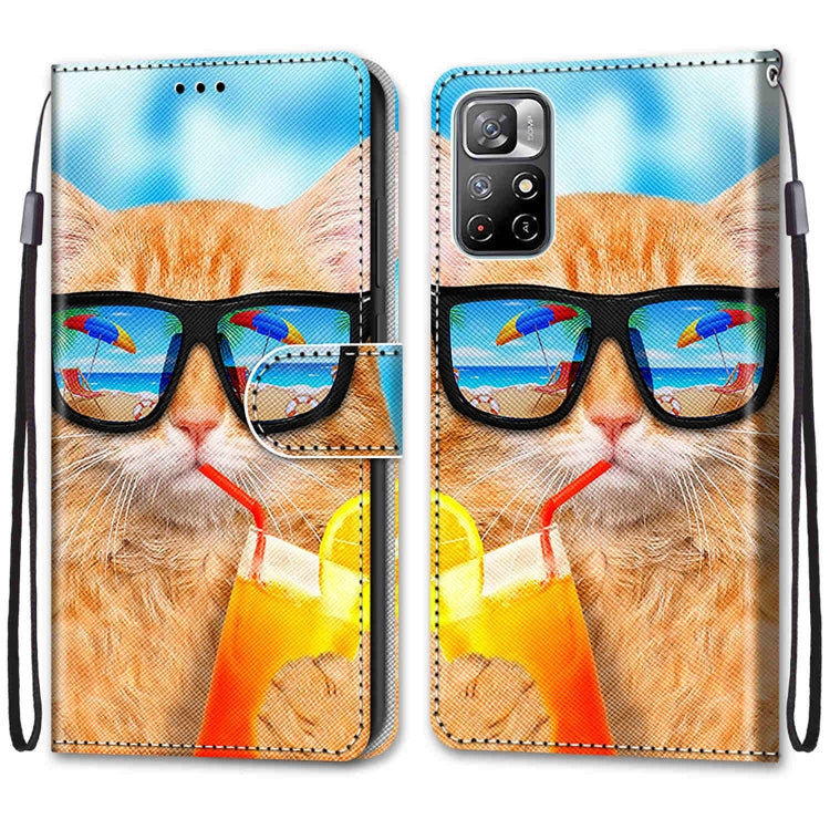 Coloured Drawing Cross Texture Horizontal Flip Leather Phone Case with Holder & Card Slots & Wallet & Lanyard, For Xiaomi Redmi Note 11