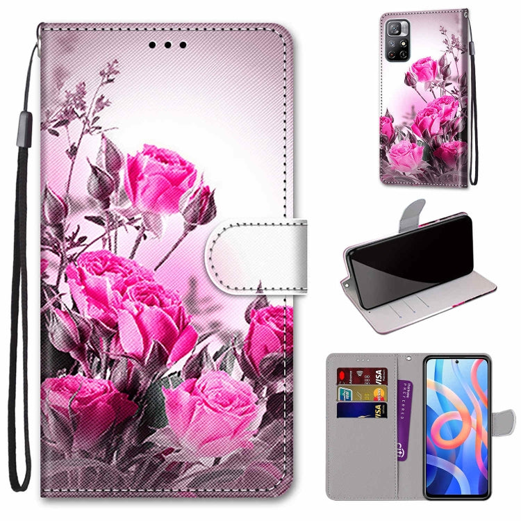 Coloured Drawing Cross Texture Horizontal Flip Leather Phone Case with Holder & Card Slots & Wallet & Lanyard, For Xiaomi Redmi Note 11