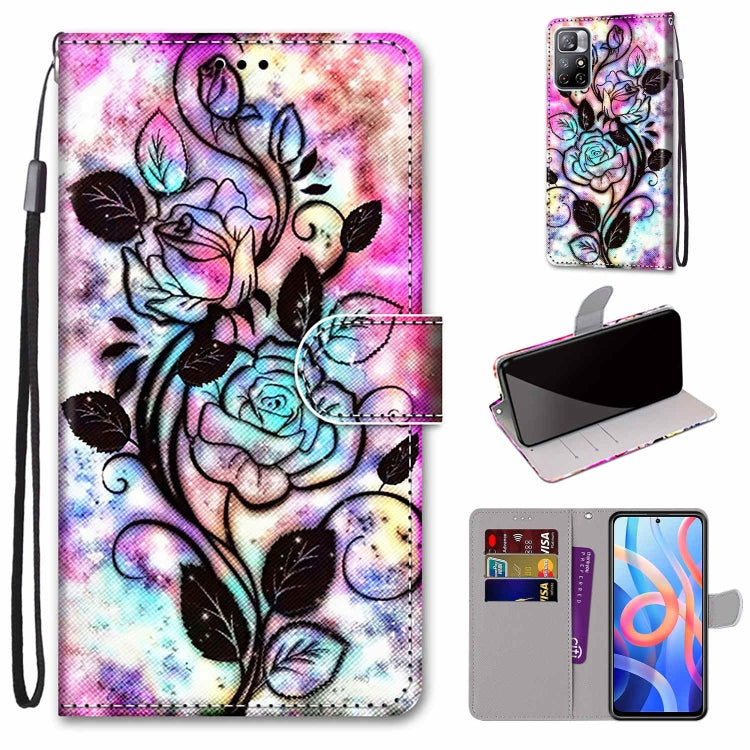 Coloured Drawing Cross Texture Horizontal Flip Leather Phone Case with Holder & Card Slots & Wallet & Lanyard, For Xiaomi Redmi Note 11