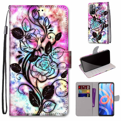 Coloured Drawing Cross Texture Horizontal Flip Leather Phone Case with Holder & Card Slots & Wallet & Lanyard, For Xiaomi Redmi Note 11