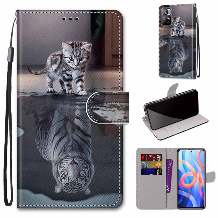 Coloured Drawing Cross Texture Horizontal Flip Leather Phone Case with Holder & Card Slots & Wallet & Lanyard, For Xiaomi Redmi Note 11