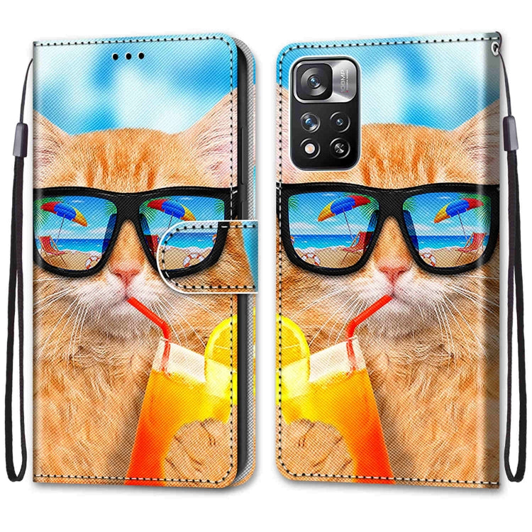 Coloured Drawing Cross Texture Horizontal Flip Leather Phone Case with Holder & Card Slots & Wallet & Lanyard, For Xiaomi Redmi Note 11 Pro/11 Pro+
