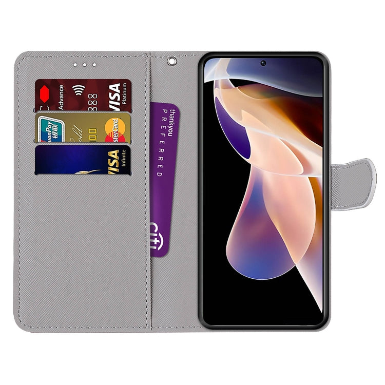 Coloured Drawing Cross Texture Horizontal Flip Leather Phone Case with Holder & Card Slots & Wallet & Lanyard, For Xiaomi Redmi Note 11 Pro/11 Pro+