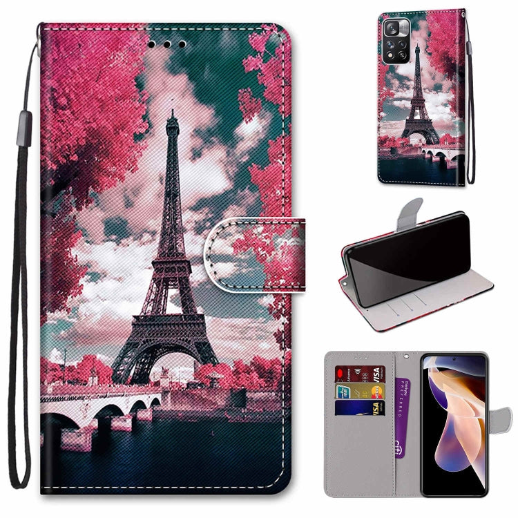 Coloured Drawing Cross Texture Horizontal Flip Leather Phone Case with Holder & Card Slots & Wallet & Lanyard, For Xiaomi Redmi Note 11 Pro/11 Pro+
