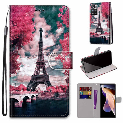 Coloured Drawing Cross Texture Horizontal Flip Leather Phone Case with Holder & Card Slots & Wallet & Lanyard, For Xiaomi Redmi Note 11 Pro/11 Pro+