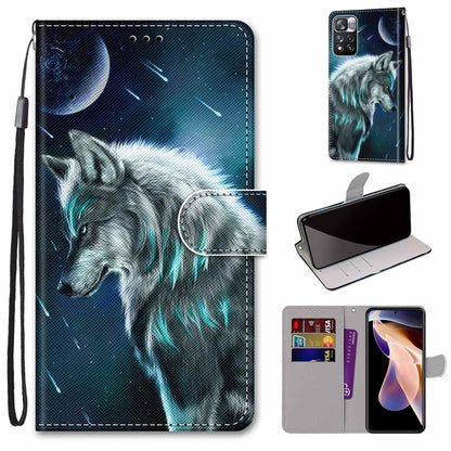 Coloured Drawing Cross Texture Horizontal Flip Leather Phone Case with Holder & Card Slots & Wallet & Lanyard, For Xiaomi Redmi Note 11 Pro/11 Pro+