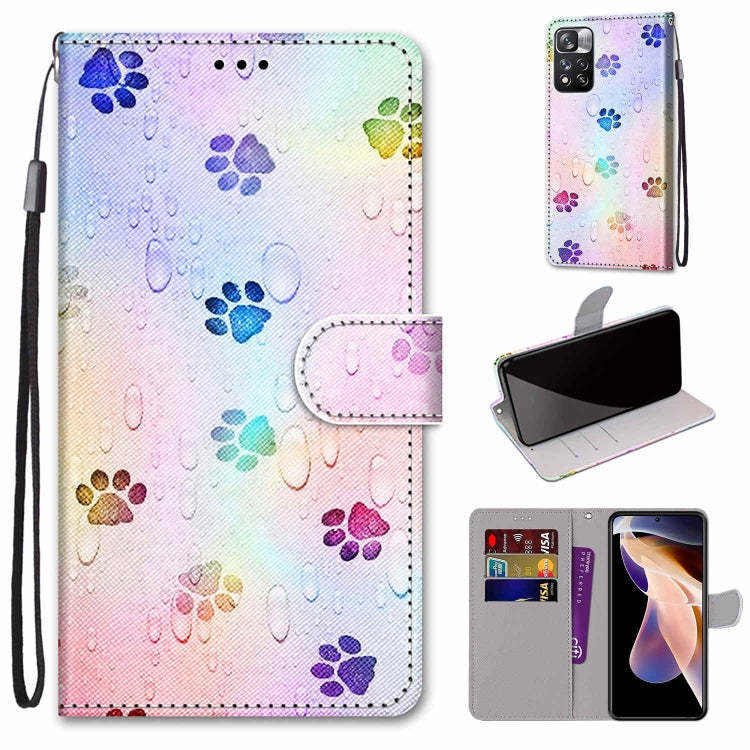 Coloured Drawing Cross Texture Horizontal Flip Leather Phone Case with Holder & Card Slots & Wallet & Lanyard, For Xiaomi Redmi Note 11 Pro/11 Pro+