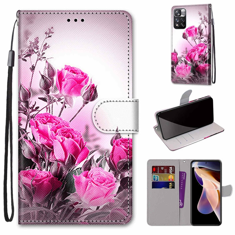 Coloured Drawing Cross Texture Horizontal Flip Leather Phone Case with Holder & Card Slots & Wallet & Lanyard, For Xiaomi Redmi Note 11 Pro/11 Pro+