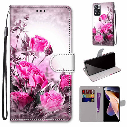 Coloured Drawing Cross Texture Horizontal Flip Leather Phone Case with Holder & Card Slots & Wallet & Lanyard, For Xiaomi Redmi Note 11 Pro/11 Pro+