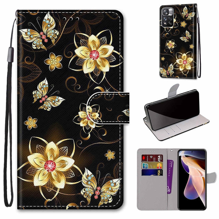 Coloured Drawing Cross Texture Horizontal Flip Leather Phone Case with Holder & Card Slots & Wallet & Lanyard, For Xiaomi Redmi Note 11 Pro/11 Pro+