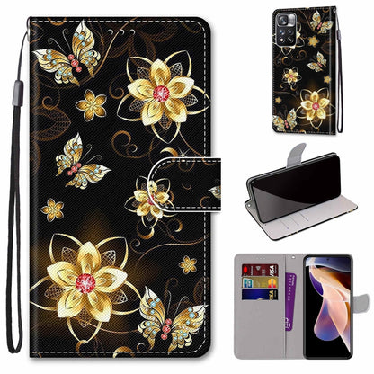 Coloured Drawing Cross Texture Horizontal Flip Leather Phone Case with Holder & Card Slots & Wallet & Lanyard, For Xiaomi Redmi Note 11 Pro/11 Pro+