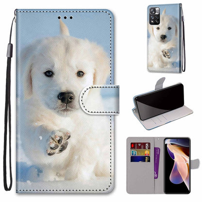 Coloured Drawing Cross Texture Horizontal Flip Leather Phone Case with Holder & Card Slots & Wallet & Lanyard, For Xiaomi Redmi Note 11 Pro/11 Pro+