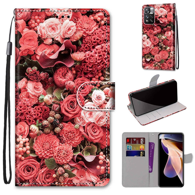 Coloured Drawing Cross Texture Horizontal Flip Leather Phone Case with Holder & Card Slots & Wallet & Lanyard, For Xiaomi Redmi Note 11 Pro/11 Pro+