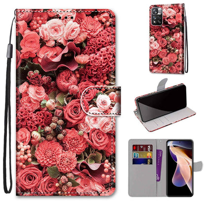 Coloured Drawing Cross Texture Horizontal Flip Leather Phone Case with Holder & Card Slots & Wallet & Lanyard, For Xiaomi Redmi Note 11 Pro/11 Pro+