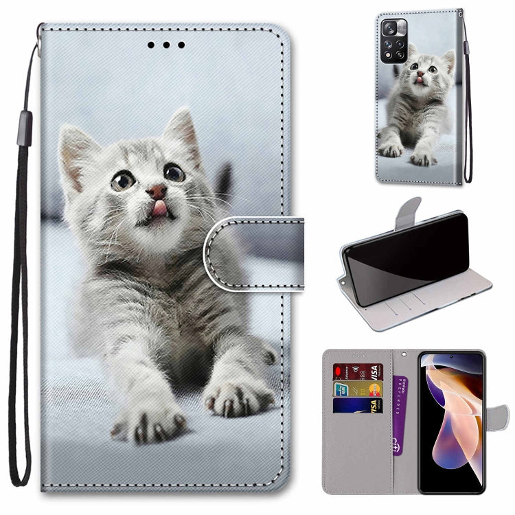 Coloured Drawing Cross Texture Horizontal Flip Leather Phone Case with Holder & Card Slots & Wallet & Lanyard, For Xiaomi Redmi Note 11 Pro/11 Pro+