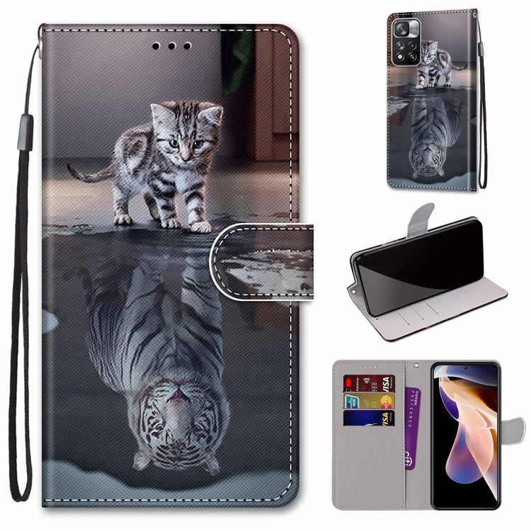 Coloured Drawing Cross Texture Horizontal Flip Leather Phone Case with Holder & Card Slots & Wallet & Lanyard, For Xiaomi Redmi Note 11 Pro/11 Pro+