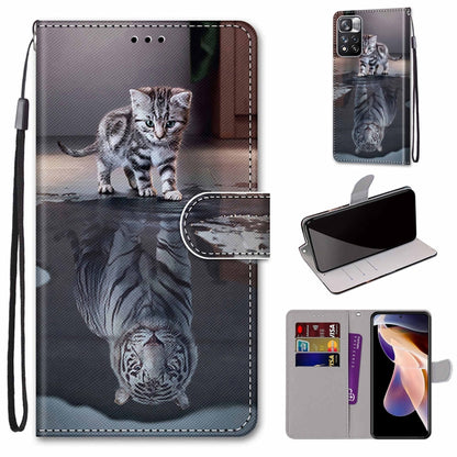 Coloured Drawing Cross Texture Horizontal Flip Leather Phone Case with Holder & Card Slots & Wallet & Lanyard, For Xiaomi Redmi Note 11 Pro/11 Pro+