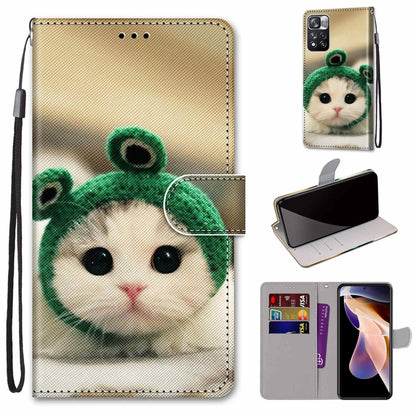 Coloured Drawing Cross Texture Horizontal Flip Leather Phone Case with Holder & Card Slots & Wallet & Lanyard, For Xiaomi Redmi Note 11 Pro/11 Pro+