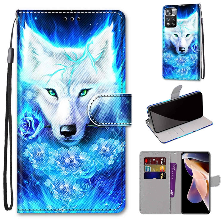 Coloured Drawing Cross Texture Horizontal Flip Leather Phone Case with Holder & Card Slots & Wallet & Lanyard, For Xiaomi Redmi Note 11 Pro/11 Pro+
