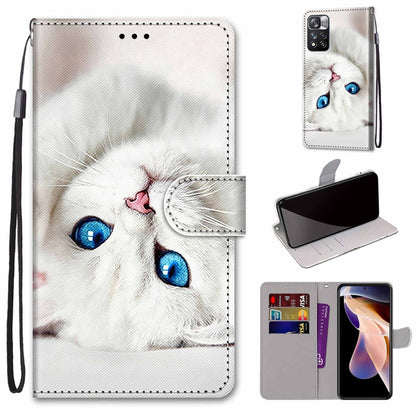 Coloured Drawing Cross Texture Horizontal Flip Leather Phone Case with Holder & Card Slots & Wallet & Lanyard, For Xiaomi Redmi Note 11 Pro/11 Pro+
