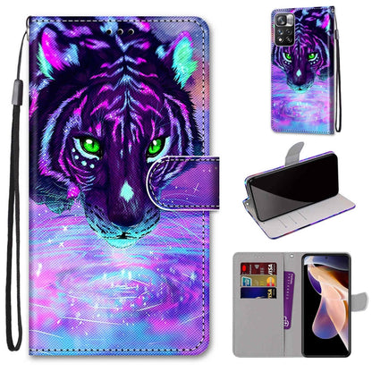 Coloured Drawing Cross Texture Horizontal Flip Leather Phone Case with Holder & Card Slots & Wallet & Lanyard, For Xiaomi Redmi Note 11 Pro/11 Pro+