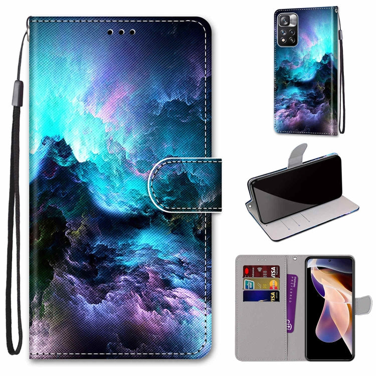 Coloured Drawing Cross Texture Horizontal Flip Leather Phone Case with Holder & Card Slots & Wallet & Lanyard, For Xiaomi Redmi Note 11 Pro/11 Pro+