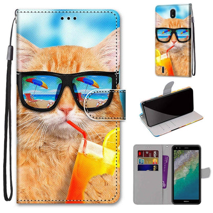 Coloured Drawing Cross Texture Horizontal Flip Leather Phone Case with Holder & Card Slots & Wallet & Lanyard, For Nokia C01 Plus