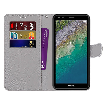 Coloured Drawing Cross Texture Horizontal Flip Leather Phone Case with Holder & Card Slots & Wallet & Lanyard, For Nokia C01 Plus