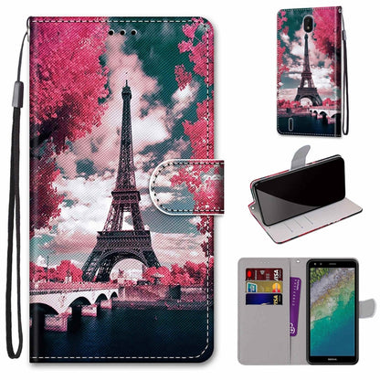 Coloured Drawing Cross Texture Horizontal Flip Leather Phone Case with Holder & Card Slots & Wallet & Lanyard, For Nokia C01 Plus