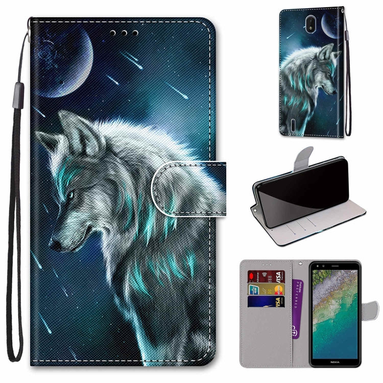 Coloured Drawing Cross Texture Horizontal Flip Leather Phone Case with Holder & Card Slots & Wallet & Lanyard, For Nokia C01 Plus