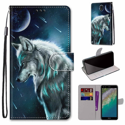 Coloured Drawing Cross Texture Horizontal Flip Leather Phone Case with Holder & Card Slots & Wallet & Lanyard, For Nokia C01 Plus