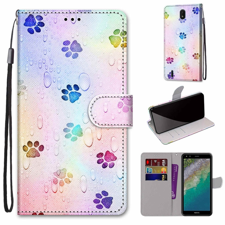 Coloured Drawing Cross Texture Horizontal Flip Leather Phone Case with Holder & Card Slots & Wallet & Lanyard, For Nokia C01 Plus