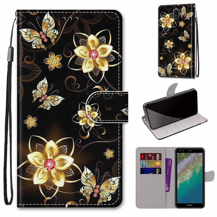 Coloured Drawing Cross Texture Horizontal Flip Leather Phone Case with Holder & Card Slots & Wallet & Lanyard, For Nokia C01 Plus