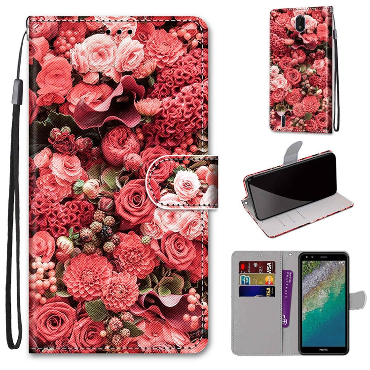 Coloured Drawing Cross Texture Horizontal Flip Leather Phone Case with Holder & Card Slots & Wallet & Lanyard, For Nokia C01 Plus