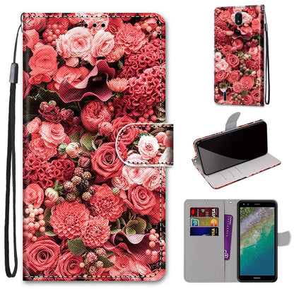 Coloured Drawing Cross Texture Horizontal Flip Leather Phone Case with Holder & Card Slots & Wallet & Lanyard, For Nokia C01 Plus