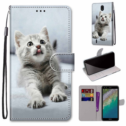 Coloured Drawing Cross Texture Horizontal Flip Leather Phone Case with Holder & Card Slots & Wallet & Lanyard, For Nokia C01 Plus