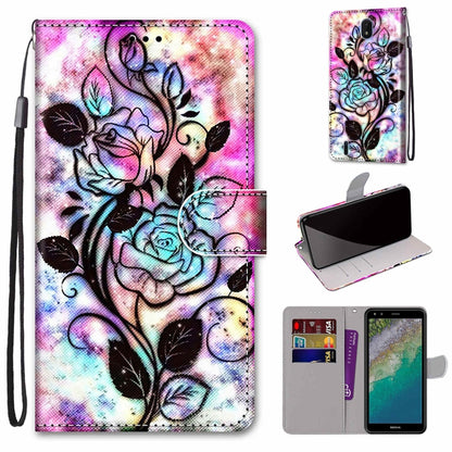Coloured Drawing Cross Texture Horizontal Flip Leather Phone Case with Holder & Card Slots & Wallet & Lanyard, For Nokia C01 Plus