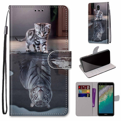 Coloured Drawing Cross Texture Horizontal Flip Leather Phone Case with Holder & Card Slots & Wallet & Lanyard, For Nokia C01 Plus