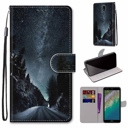 Coloured Drawing Cross Texture Horizontal Flip Leather Phone Case with Holder & Card Slots & Wallet & Lanyard, For Nokia C01 Plus
