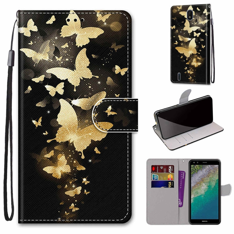 Coloured Drawing Cross Texture Horizontal Flip Leather Phone Case with Holder & Card Slots & Wallet & Lanyard, For Nokia C01 Plus