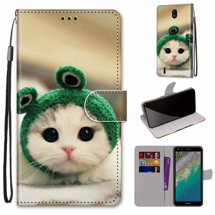 Coloured Drawing Cross Texture Horizontal Flip Leather Phone Case with Holder & Card Slots & Wallet & Lanyard, For Nokia C01 Plus
