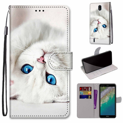 Coloured Drawing Cross Texture Horizontal Flip Leather Phone Case with Holder & Card Slots & Wallet & Lanyard, For Nokia C01 Plus
