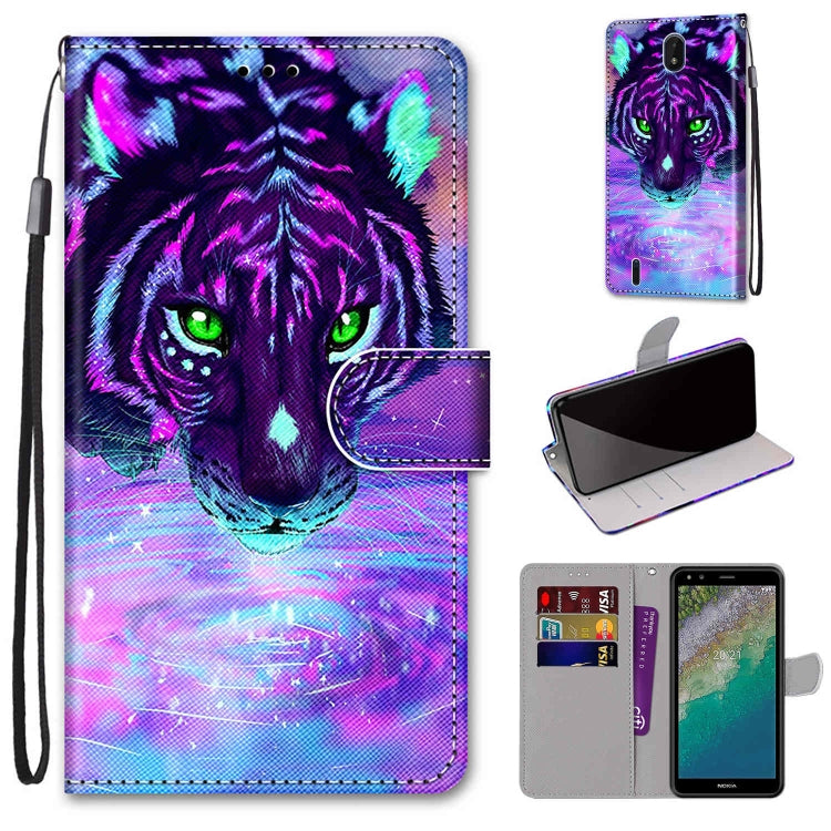 Coloured Drawing Cross Texture Horizontal Flip Leather Phone Case with Holder & Card Slots & Wallet & Lanyard, For Nokia C01 Plus