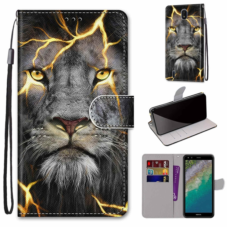 Coloured Drawing Cross Texture Horizontal Flip Leather Phone Case with Holder & Card Slots & Wallet & Lanyard, For Nokia C01 Plus