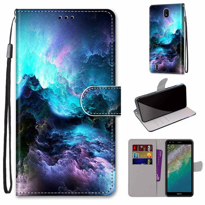 Coloured Drawing Cross Texture Horizontal Flip Leather Phone Case with Holder & Card Slots & Wallet & Lanyard, For Nokia C01 Plus